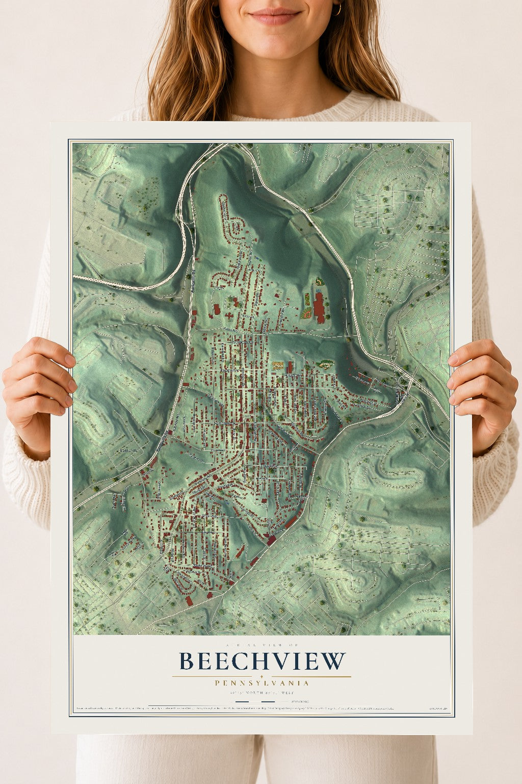 Map of Beechview, Pennsylvania, 18 x 24 inch unframed archival matte print