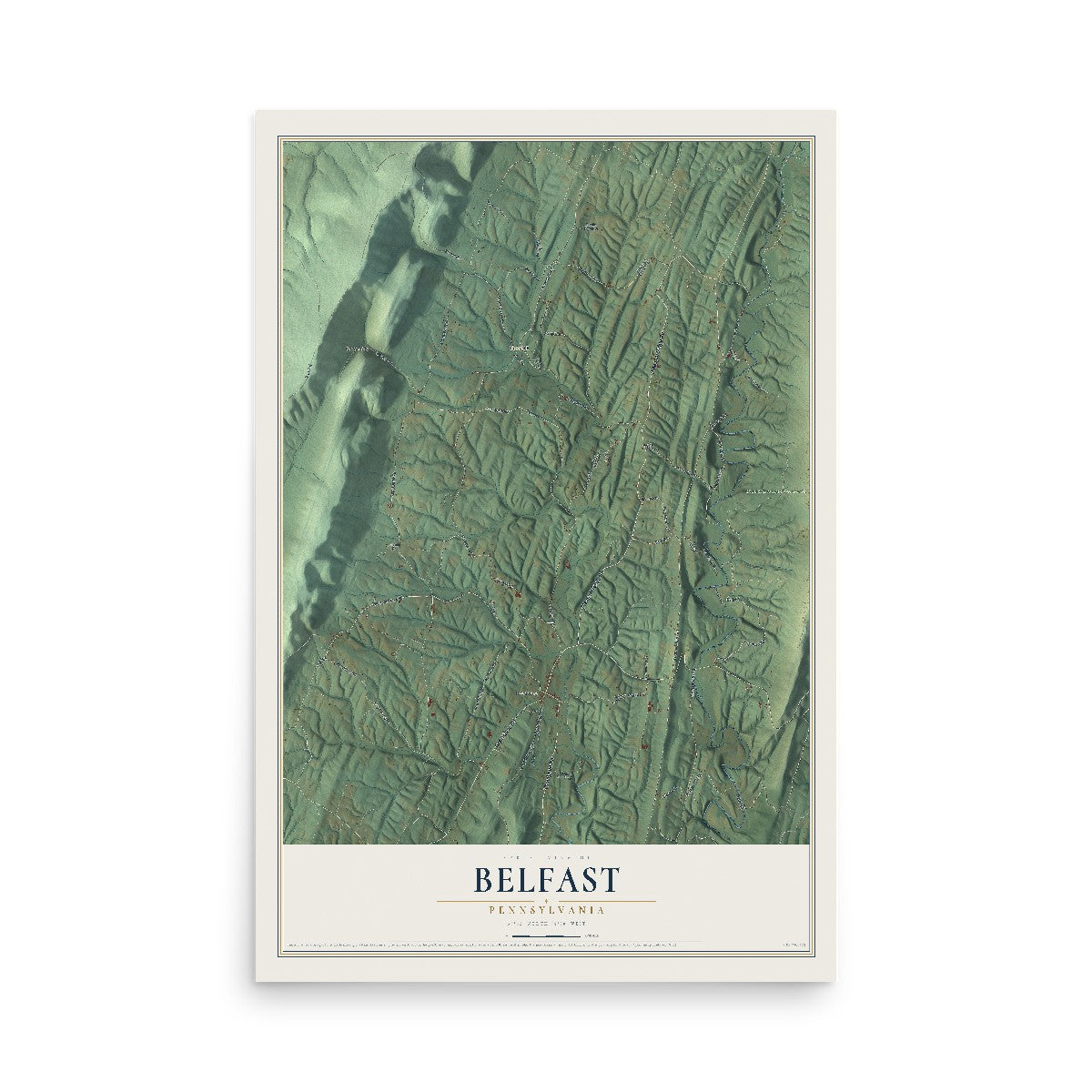 Map of Belfast, Pennsylvania, 12 x 18 inch unframed archival matte print