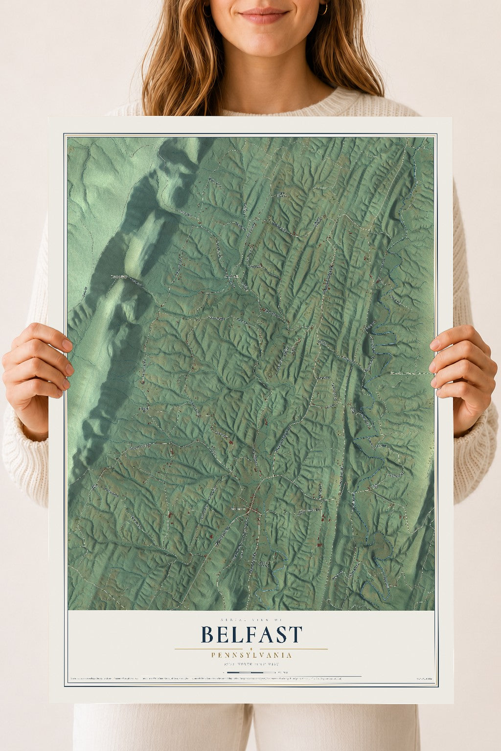 Map of Belfast, Pennsylvania, 18 x 24 inch unframed archival matte print