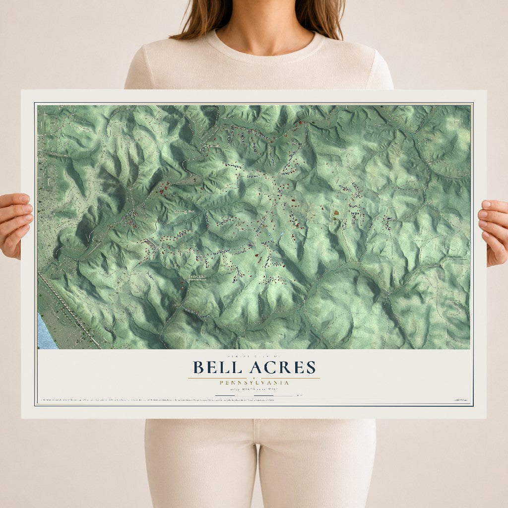Map of Bell Acres, Pennsylvania, 18 x 24 inch unframed archival matte print