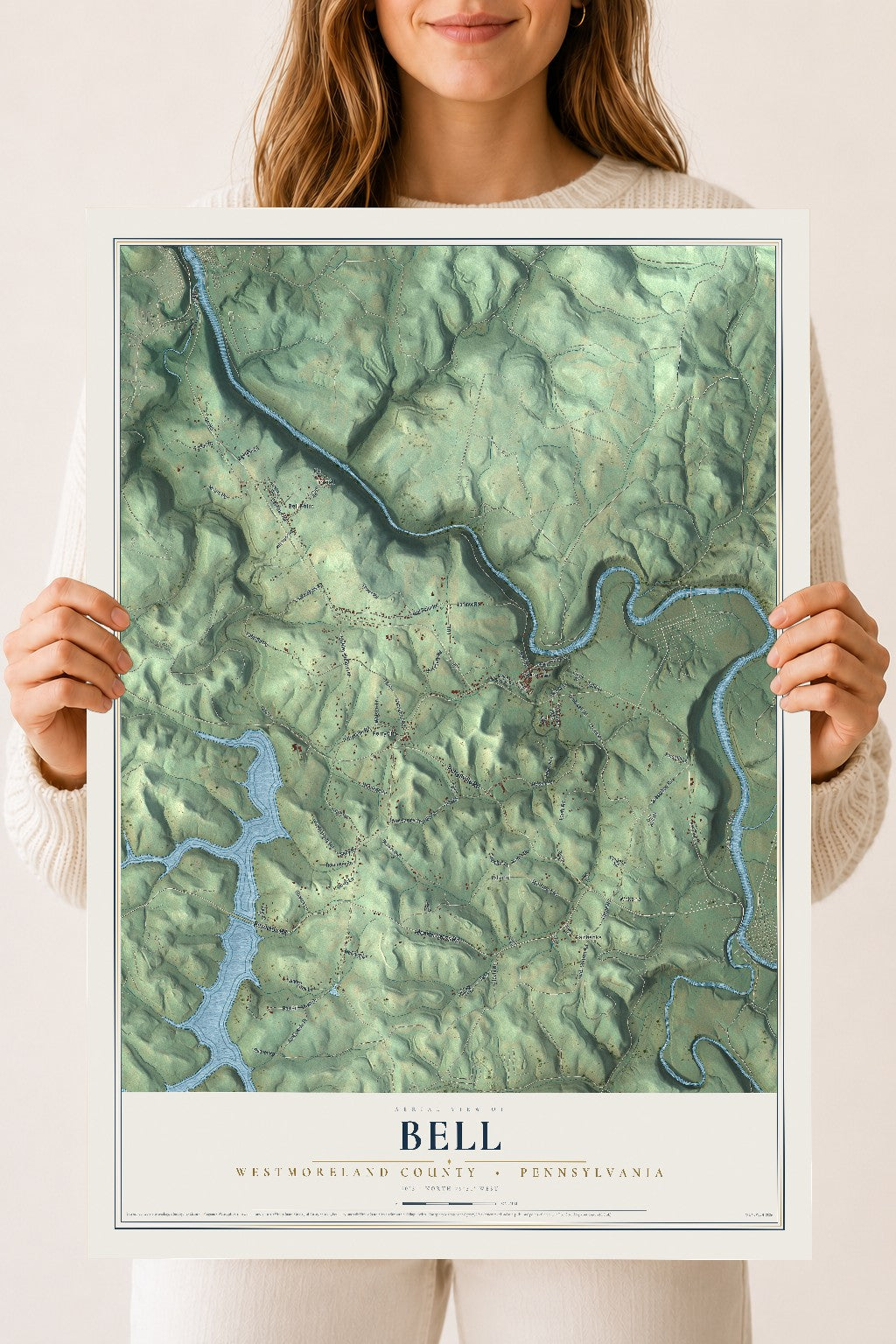Map of Bell, Westmoreland County, Pennsylvania, 18 x 24 inch unframed archival matte print