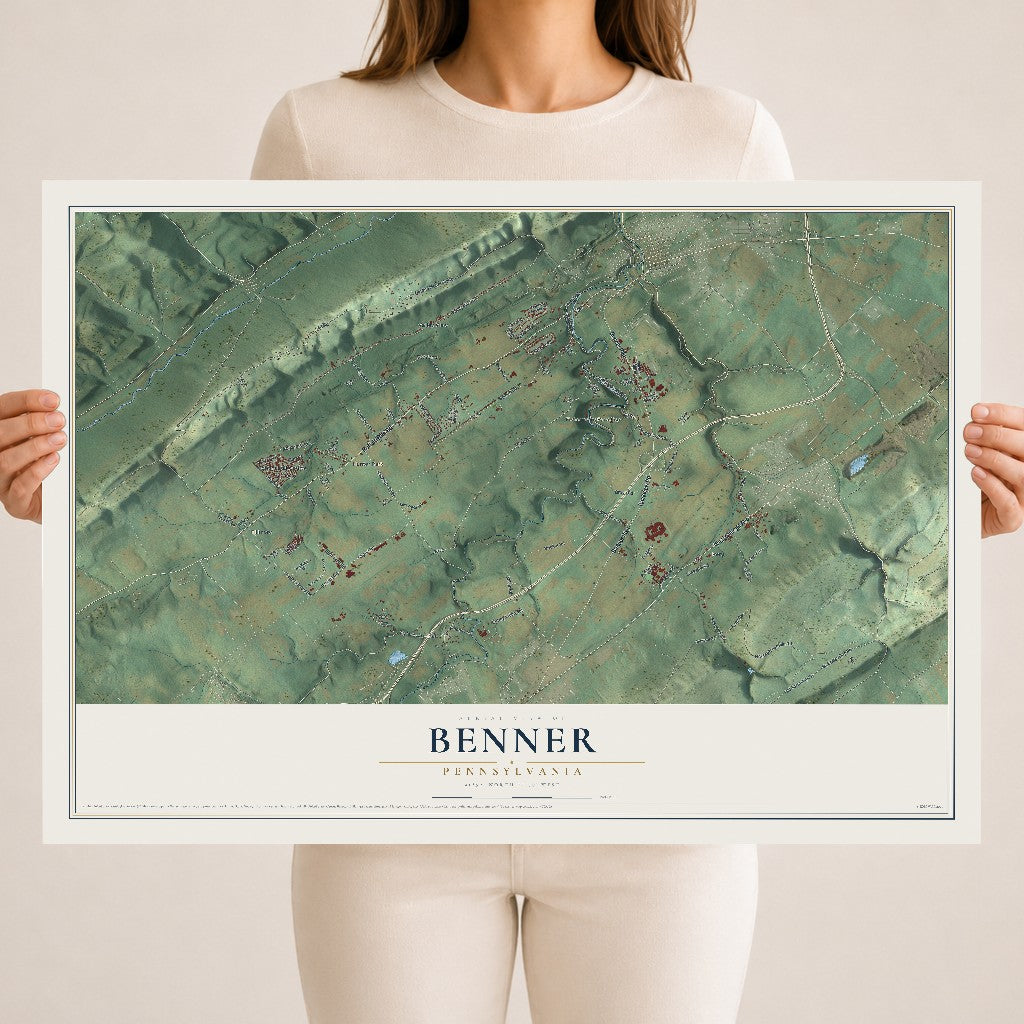 Map of Benner, Pennsylvania, 18 x 24 inch unframed archival matte print