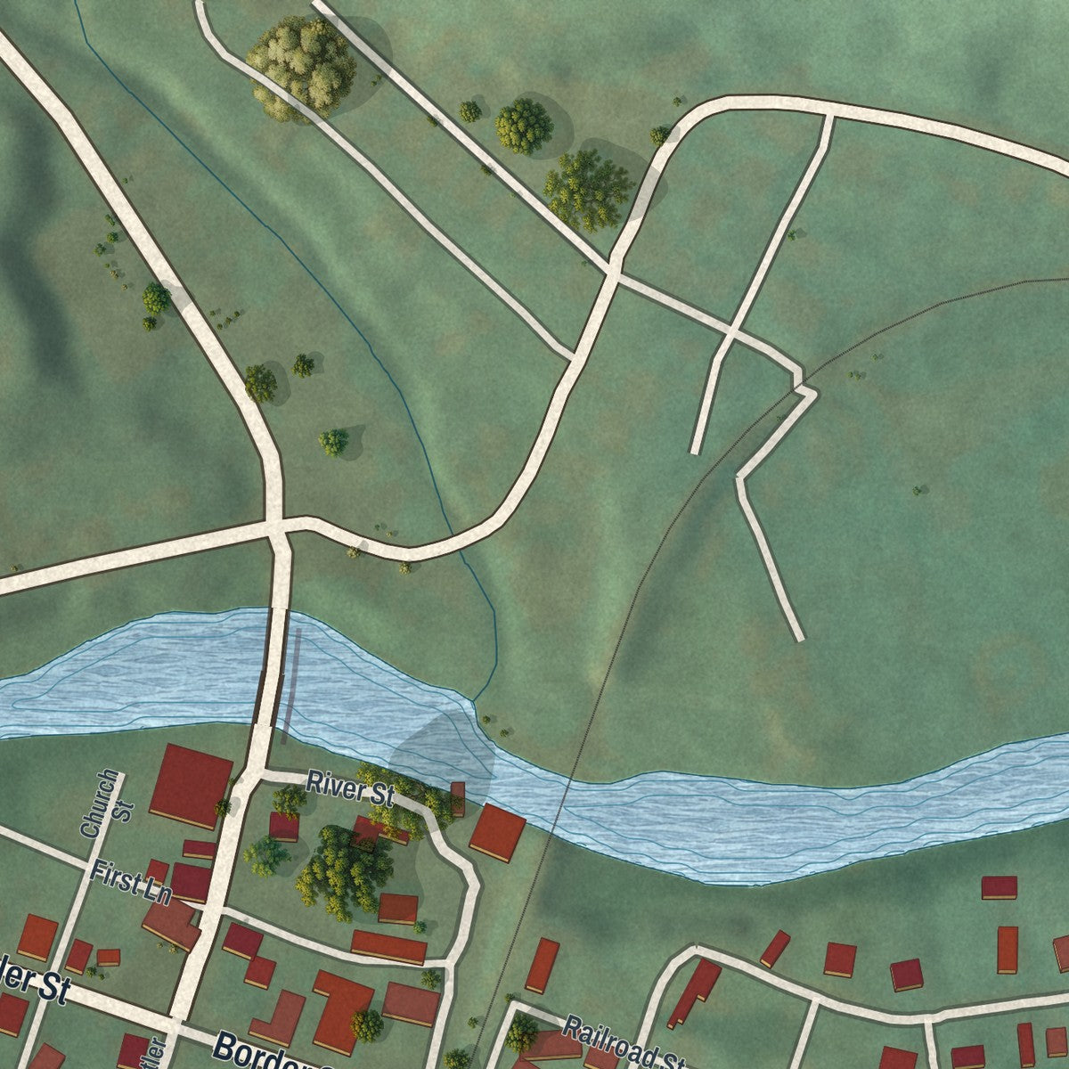Close-up of the map of Benson, Pennsylvania print showing street and building detail