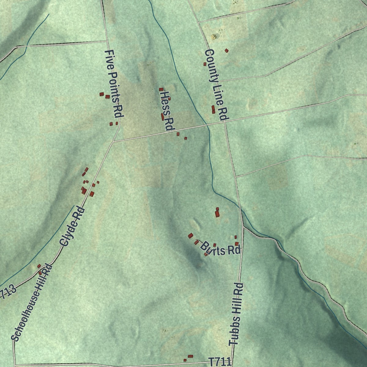 Second close-up of the map of Benton, Columbia County, Pennsylvania print showing more streets and buildings