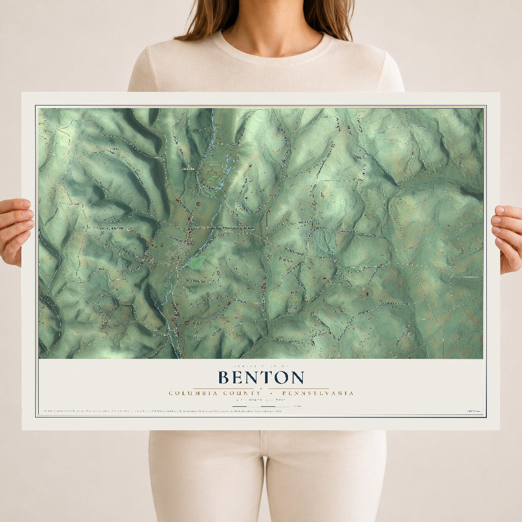 Map of Benton, Columbia County, Pennsylvania, 18 x 24 inch unframed archival matte print
