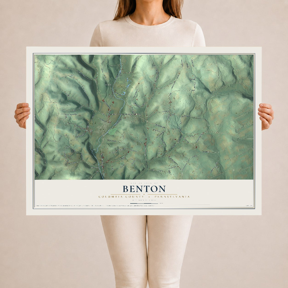 Map of Benton, Columbia County, Pennsylvania, 24 x 36 inch unframed archival matte print