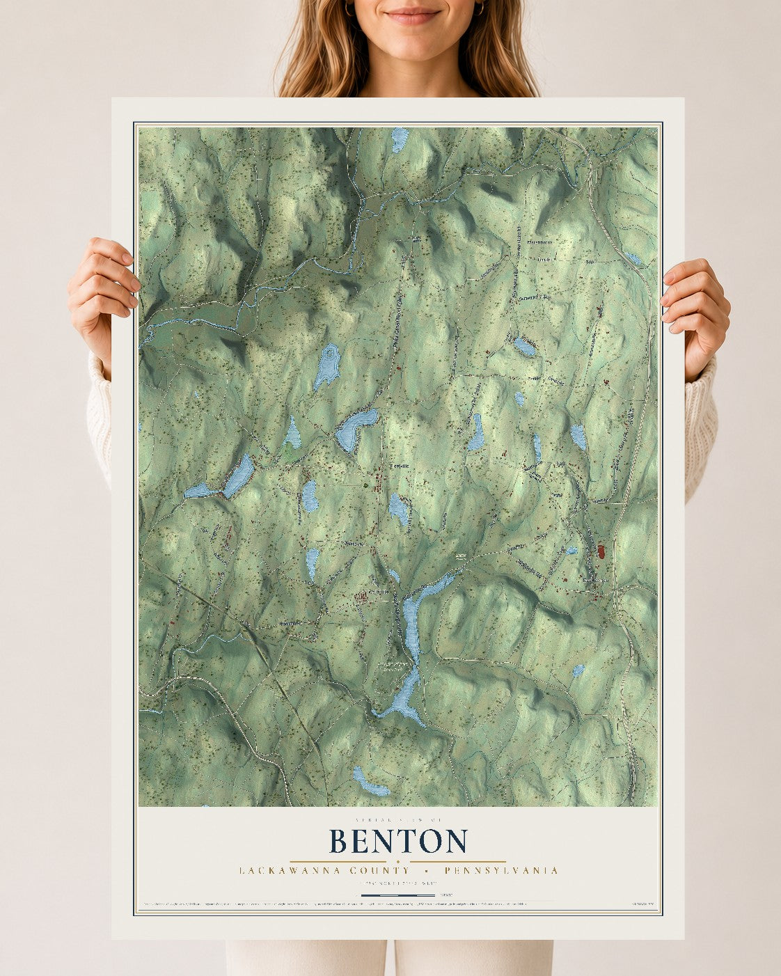 Map of Benton, Lackawanna County, Pennsylvania, 24 x 36 inch unframed archival matte print