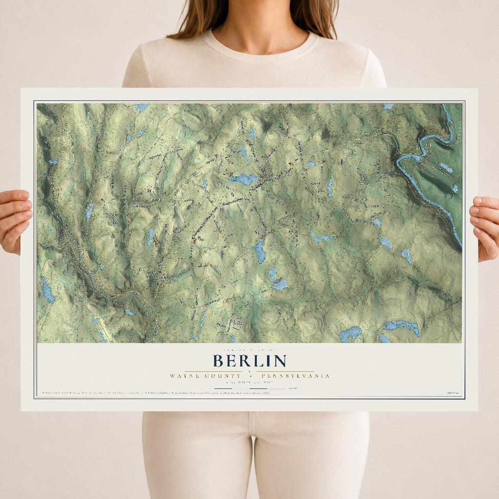 Map of Berlin, Wayne County, Pennsylvania, 18 x 24 inch unframed archival matte print