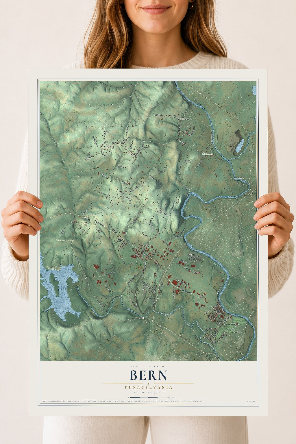 Map of Bern, Pennsylvania, 18 x 24 inch unframed archival matte print