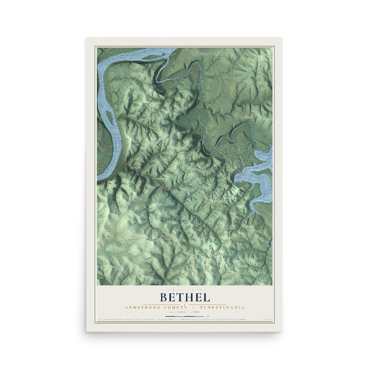Map of Bethel, Armstrong County, Pennsylvania, 12 x 18 inch unframed archival matte print