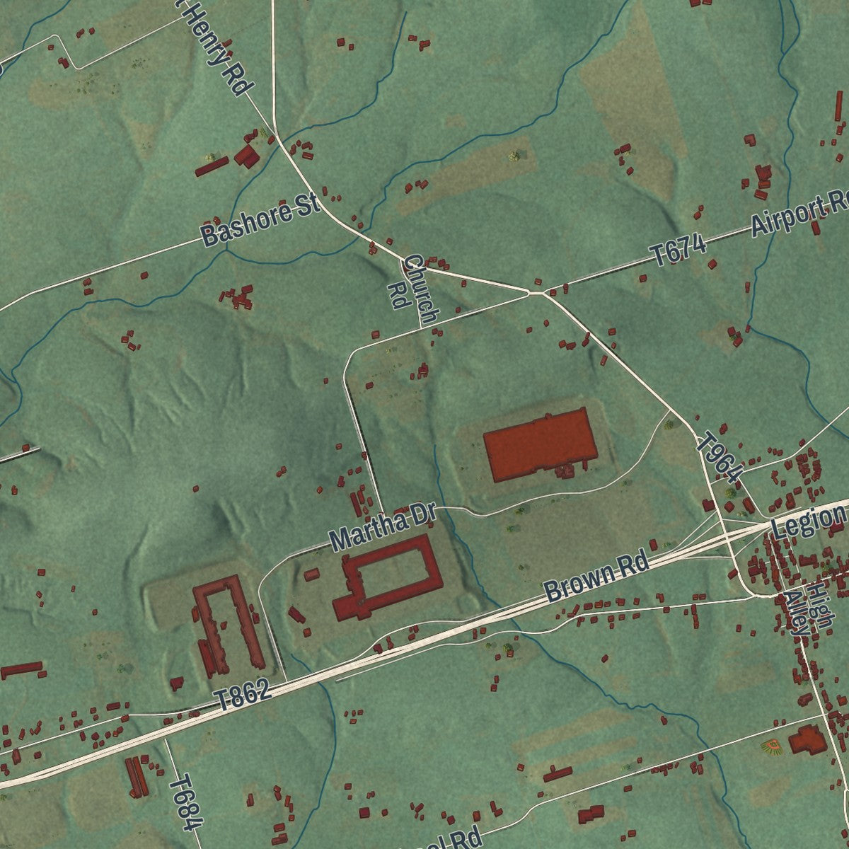 Close-up of the map of Bethel, Berks County, Pennsylvania print showing street and building detail