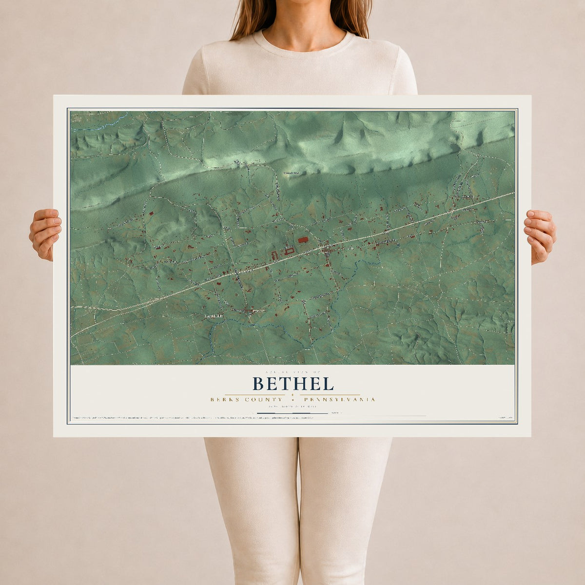 Map of Bethel, Berks County, Pennsylvania, 24 x 36 inch unframed archival matte print