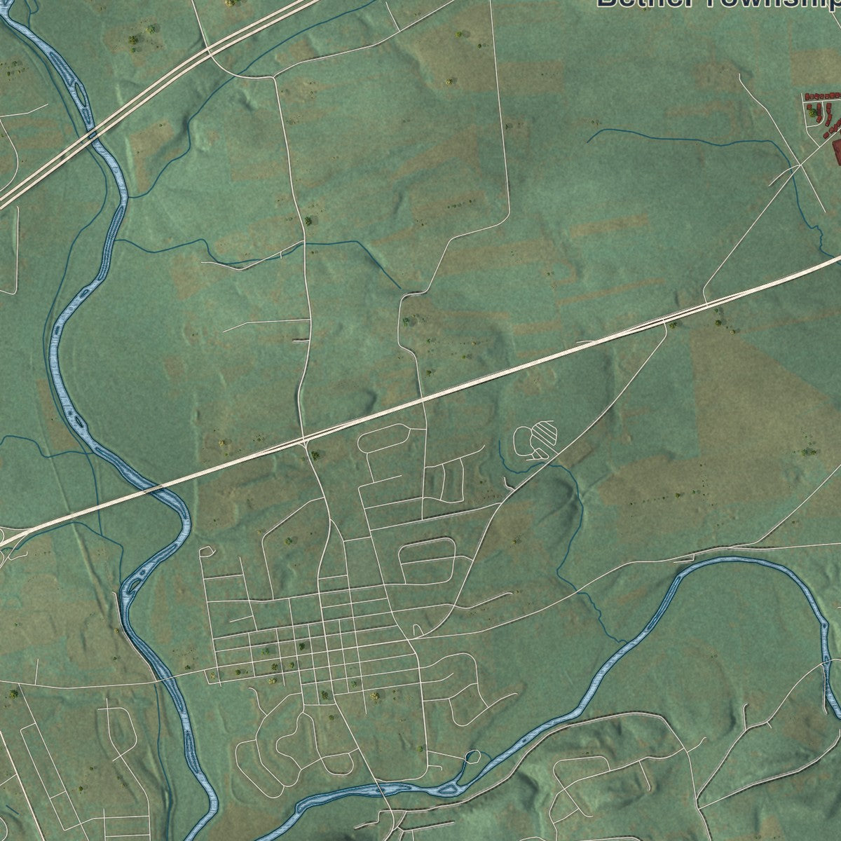Second close-up of the map of Bethel, Lebanon County, Pennsylvania print showing more streets and buildings
