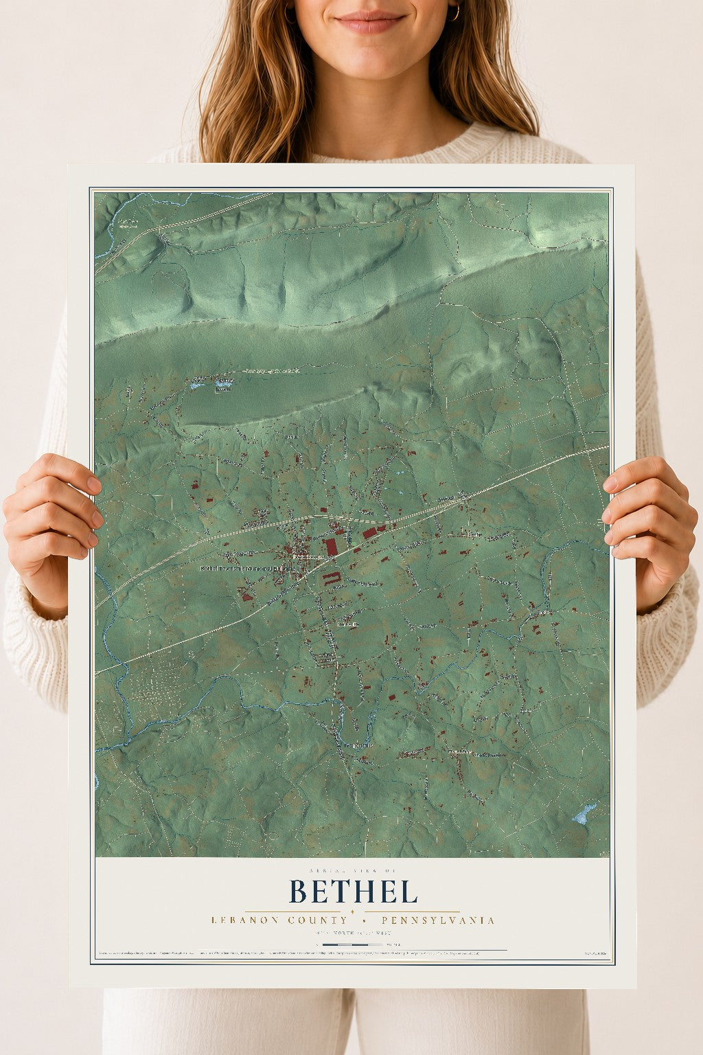 Map of Bethel, Lebanon County, Pennsylvania, 18 x 24 inch unframed archival matte print