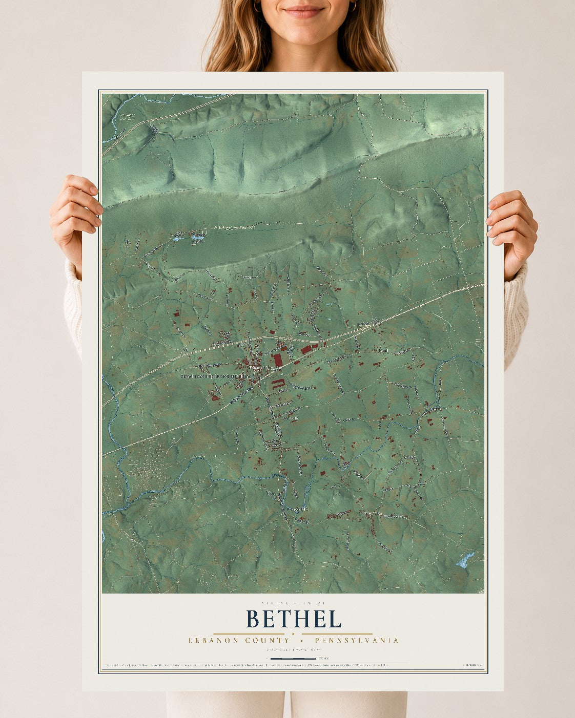 Map of Bethel, Lebanon County, Pennsylvania, 24 x 36 inch unframed archival matte print