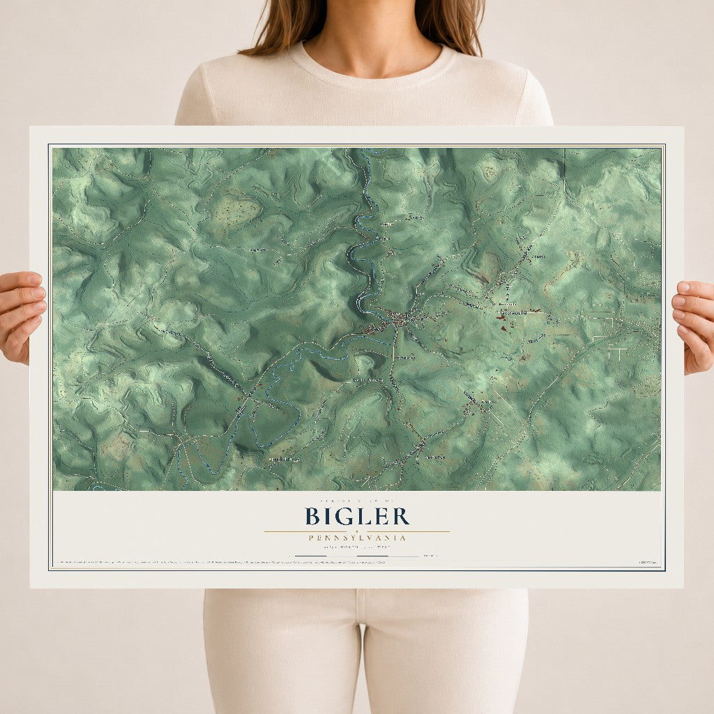 Map of Bigler, Pennsylvania, 18 x 24 inch unframed archival matte print