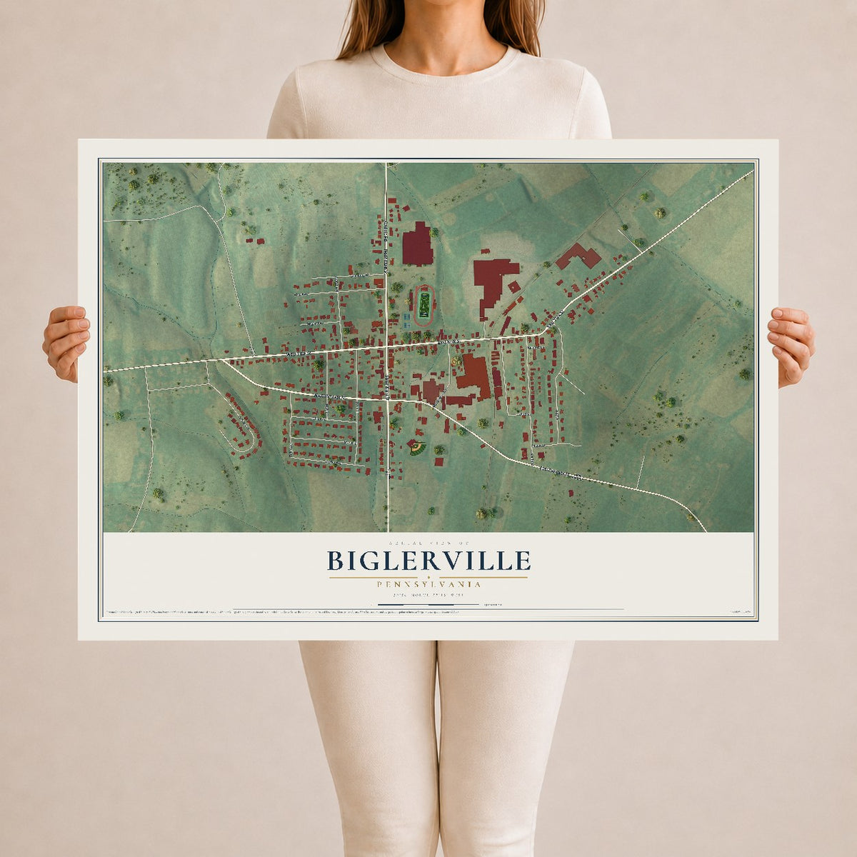 Map of Biglerville, Pennsylvania, 24 x 36 inch unframed archival matte print