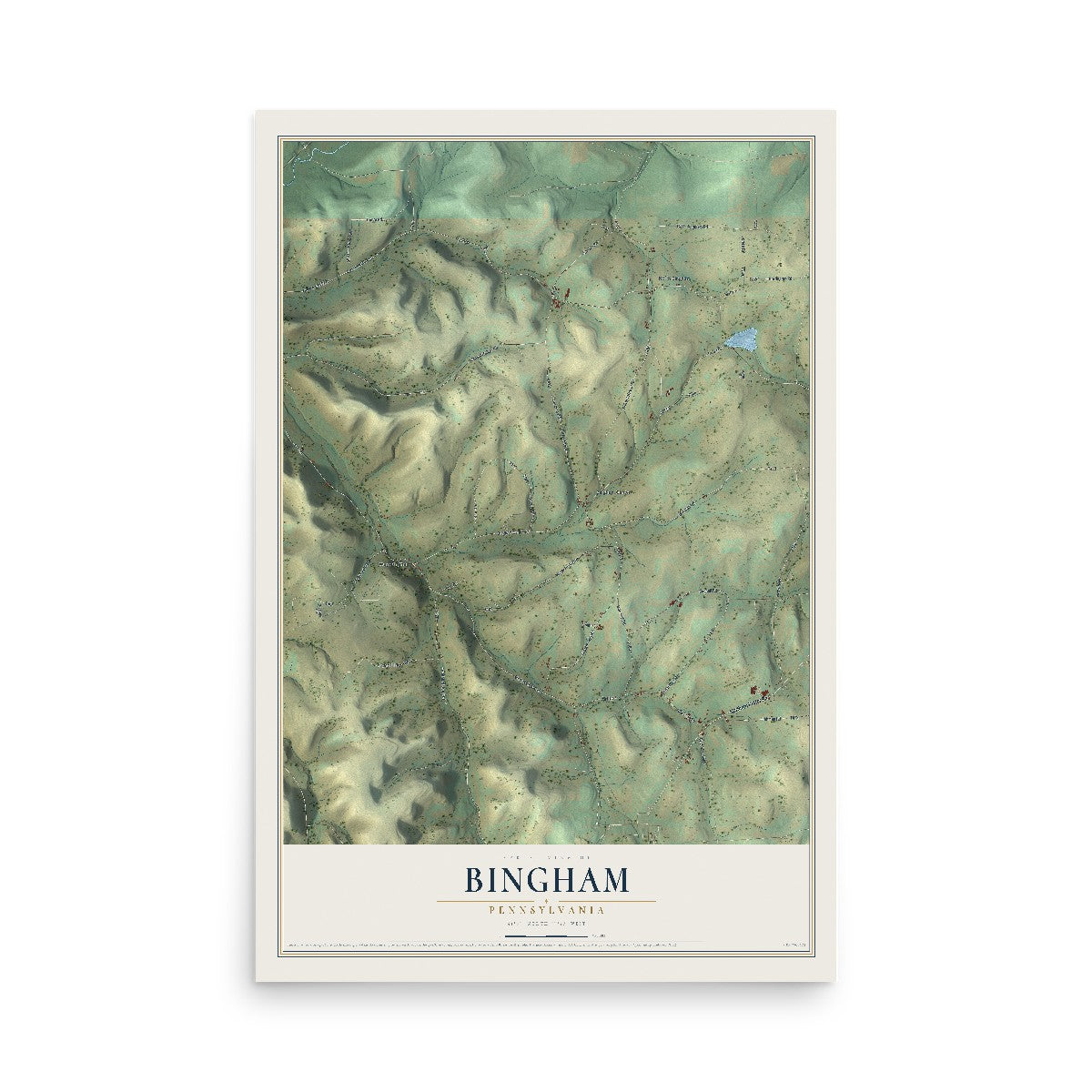 Map of Bingham, Pennsylvania, 12 x 18 inch unframed archival matte print