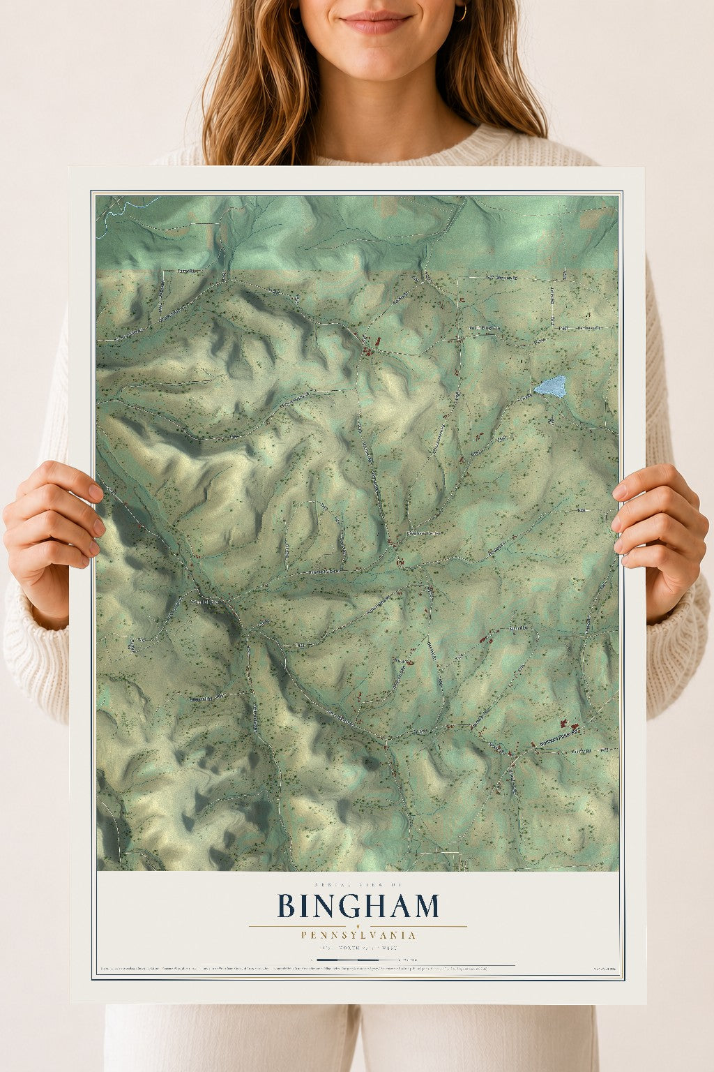Map of Bingham, Pennsylvania, 18 x 24 inch unframed archival matte print
