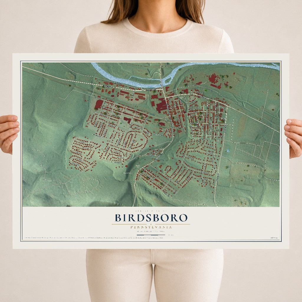 Map of Birdsboro, Pennsylvania, 18 x 24 inch unframed archival matte print