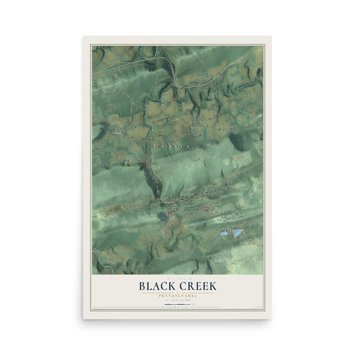 Map of Black Creek, Pennsylvania, 12 x 18 inch unframed archival matte print