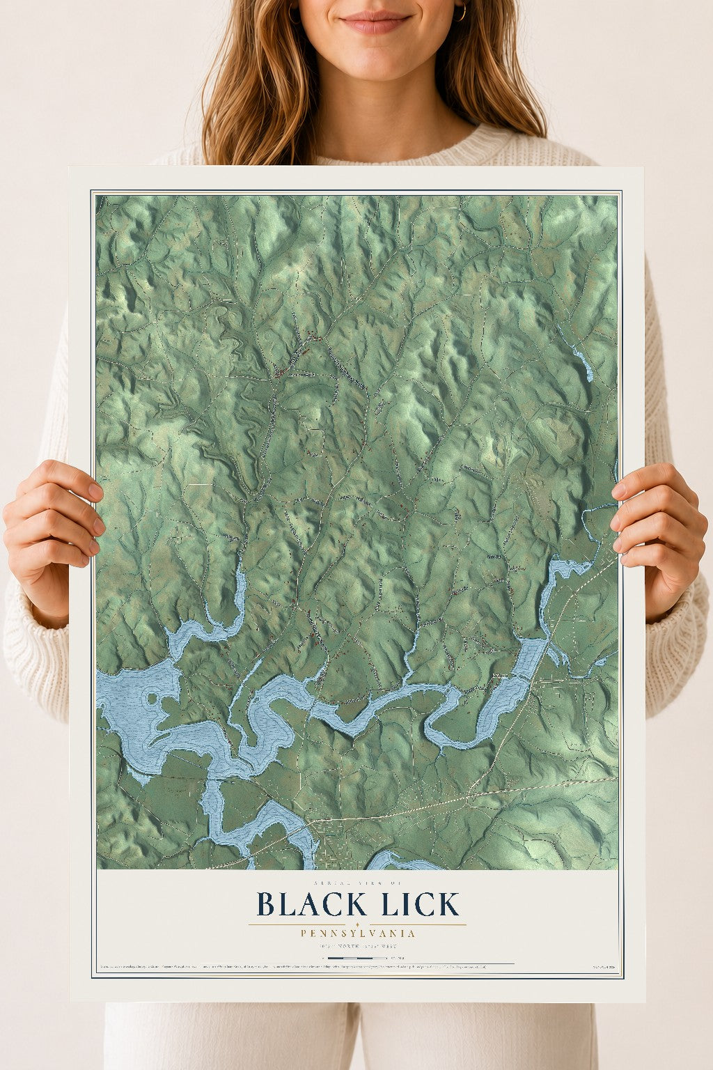 Map of Black Lick, Pennsylvania, 18 x 24 inch unframed archival matte print