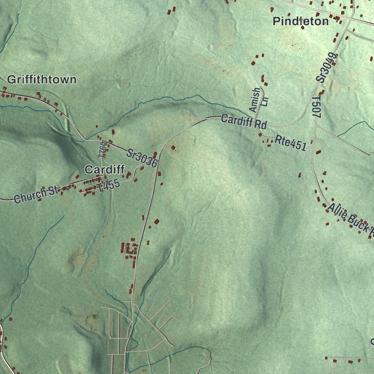 Second close-up of the map of Blacklick, Pennsylvania print showing more streets and buildings