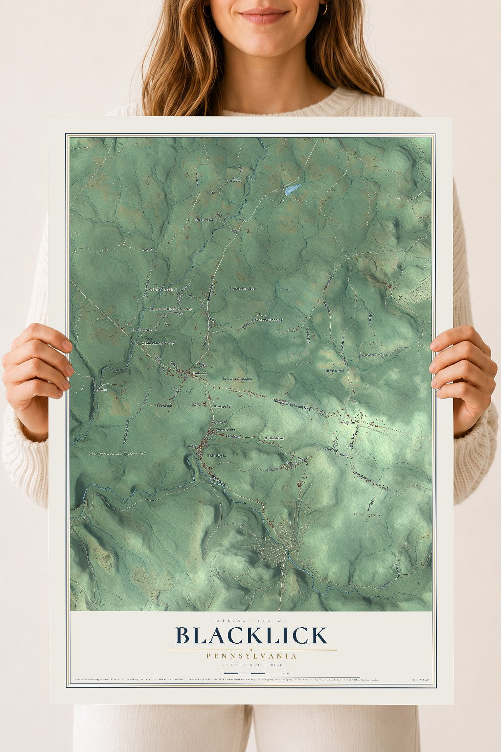 Map of Blacklick, Pennsylvania, 18 x 24 inch unframed archival matte print