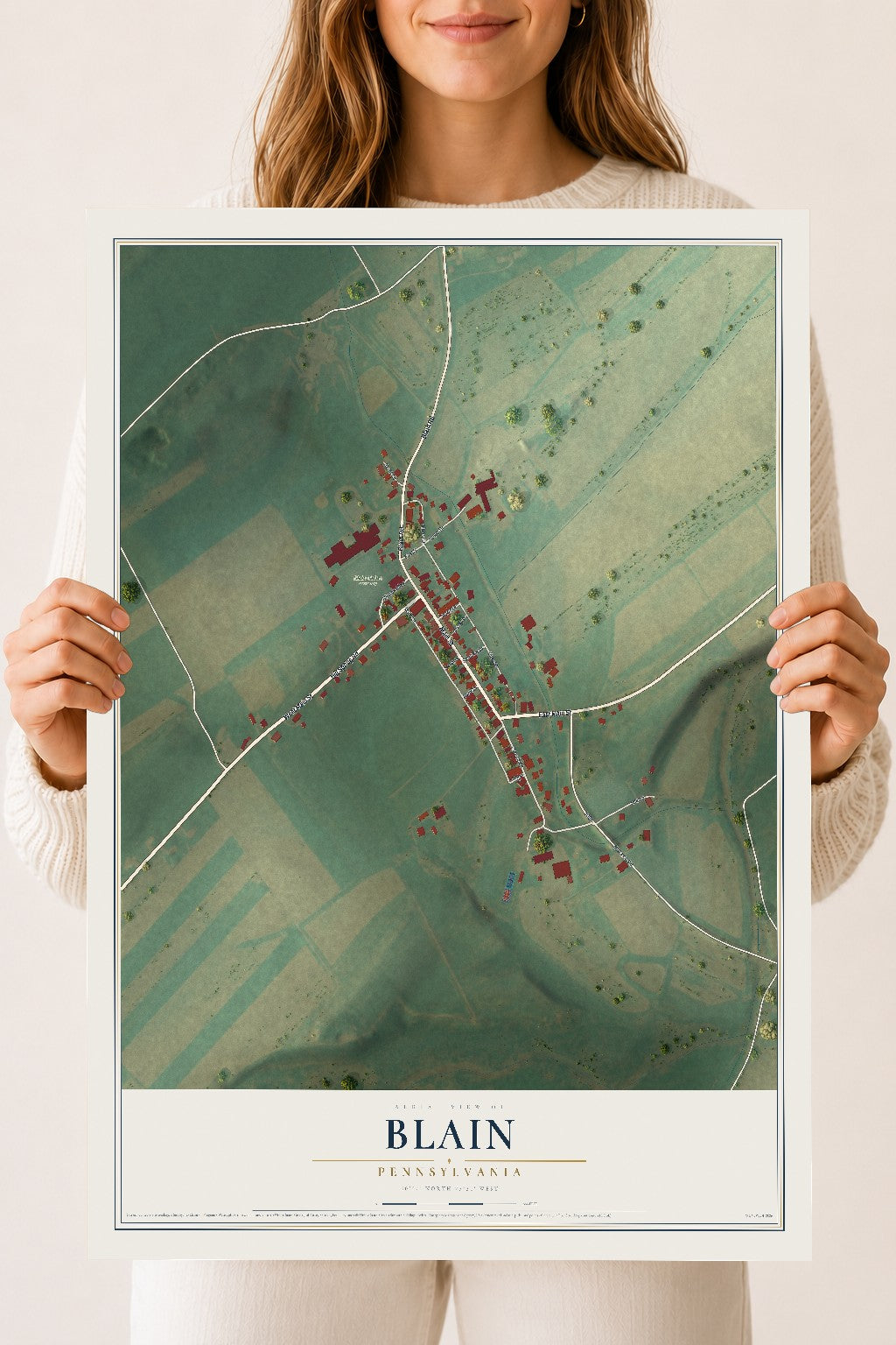 Map of Blain, Pennsylvania, 18 x 24 inch unframed archival matte print