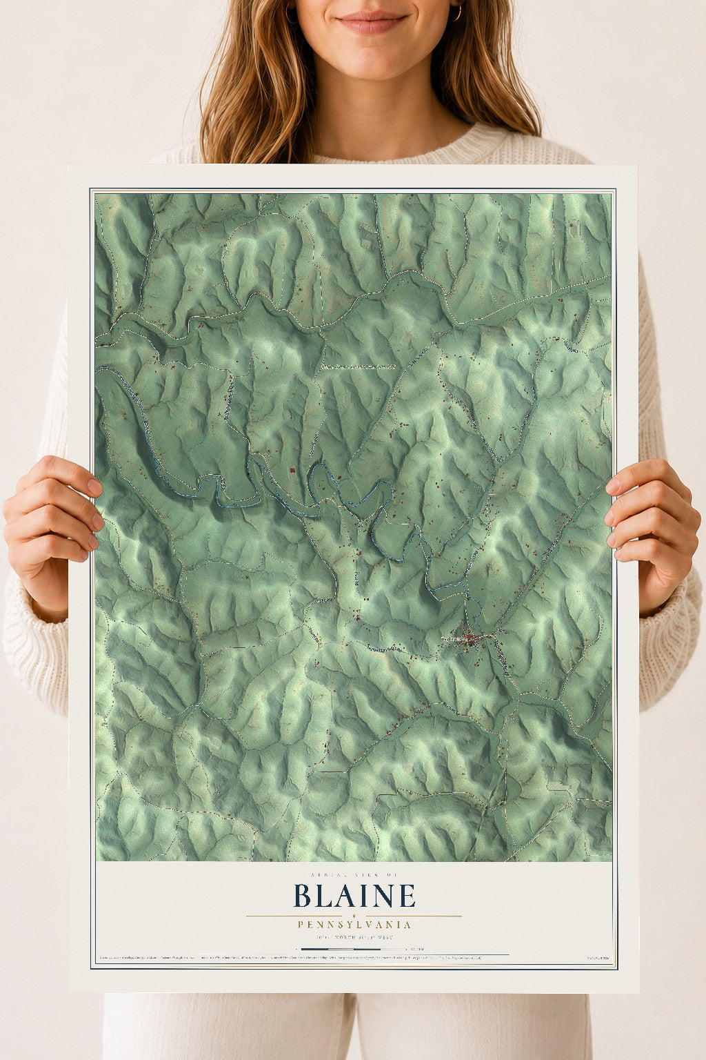 Map of Blaine, Pennsylvania, 18 x 24 inch unframed archival matte print