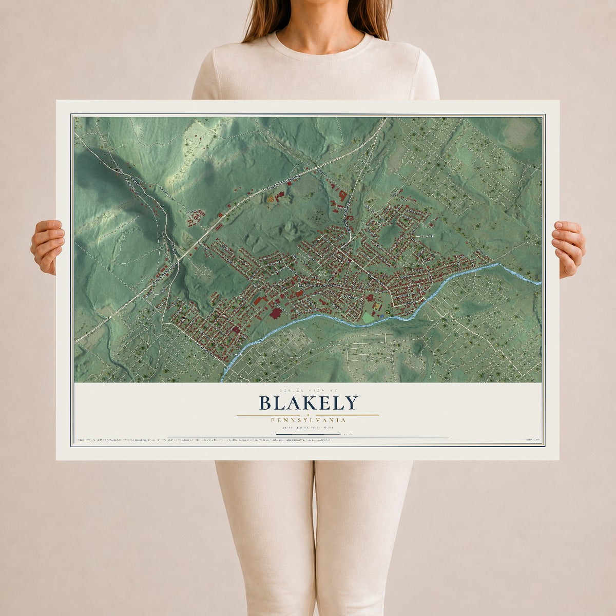 Map of Blakely, Pennsylvania, 24 x 36 inch unframed archival matte print