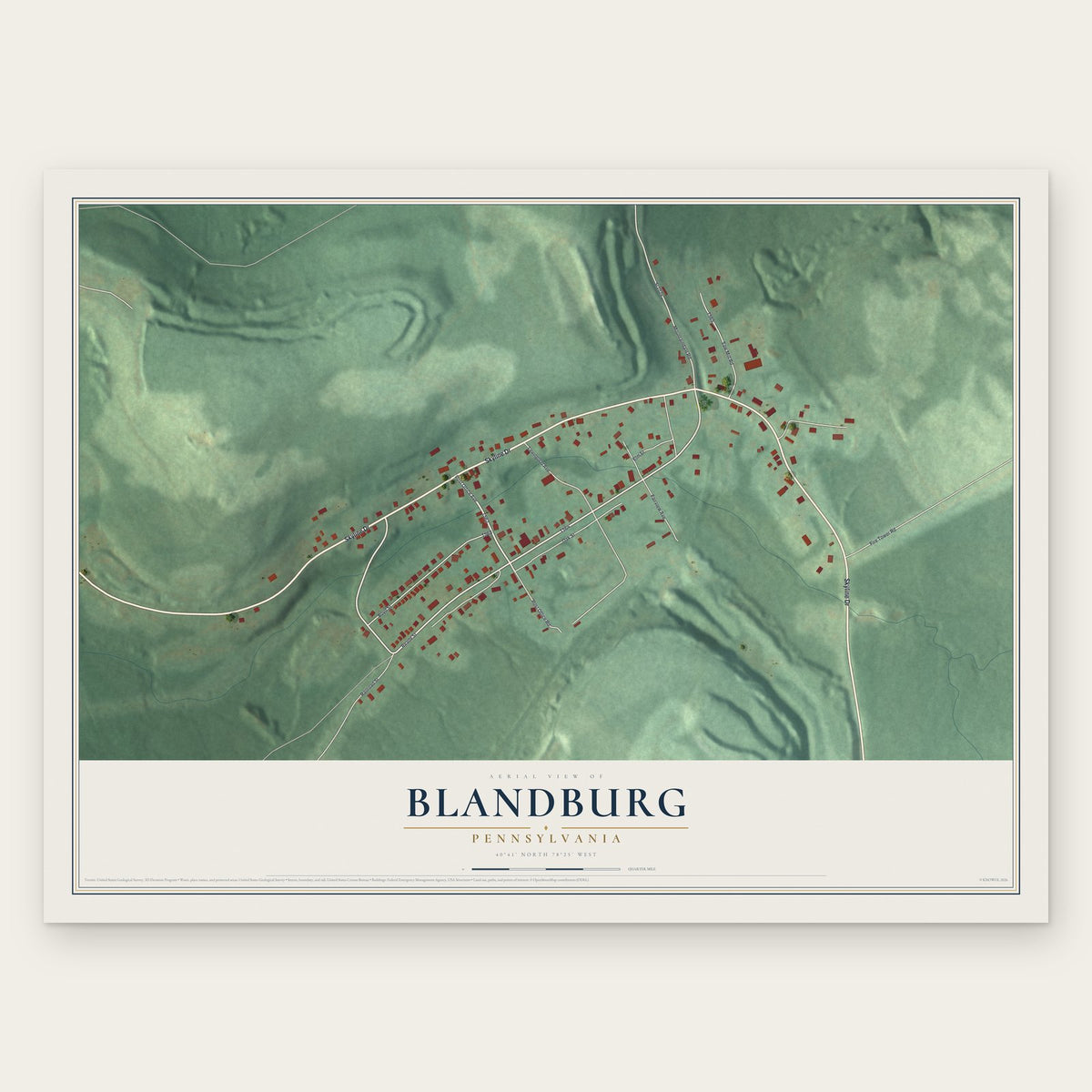 Blandburg, Pennsylvania map print, the full design