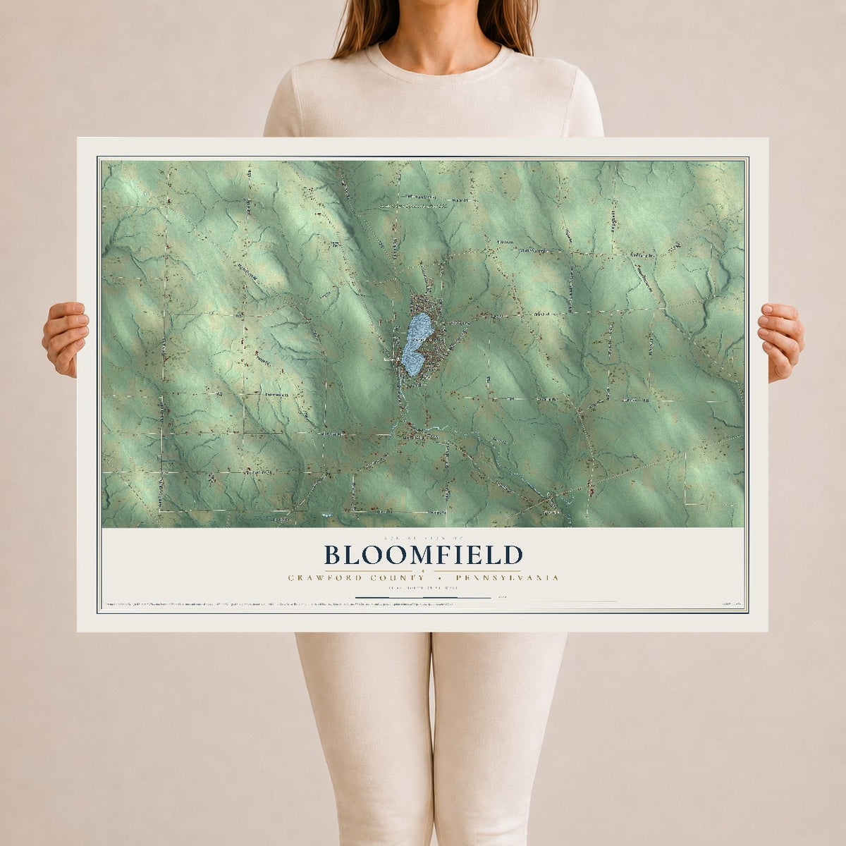 Map of Bloomfield, Crawford County, Pennsylvania, 24 x 36 inch unframed archival matte print