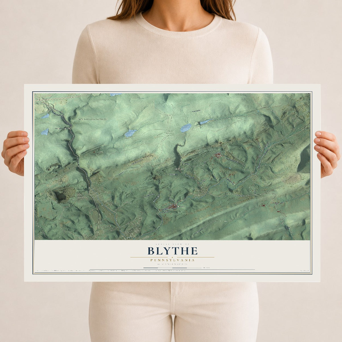 Map of Blythe, Pennsylvania, 12 x 18 inch unframed archival matte print