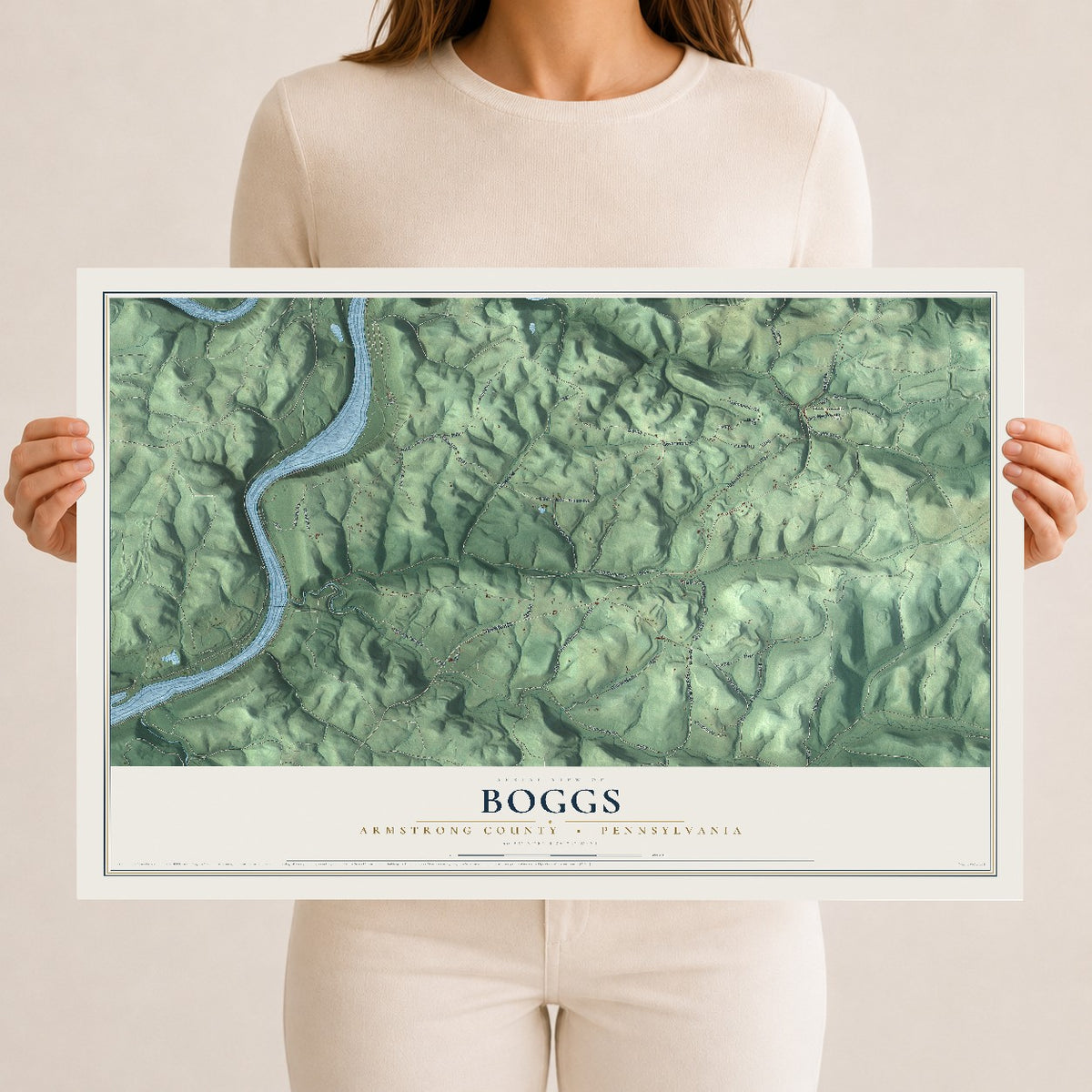 Map of Boggs, Armstrong County, Pennsylvania, 12 x 18 inch unframed archival matte print