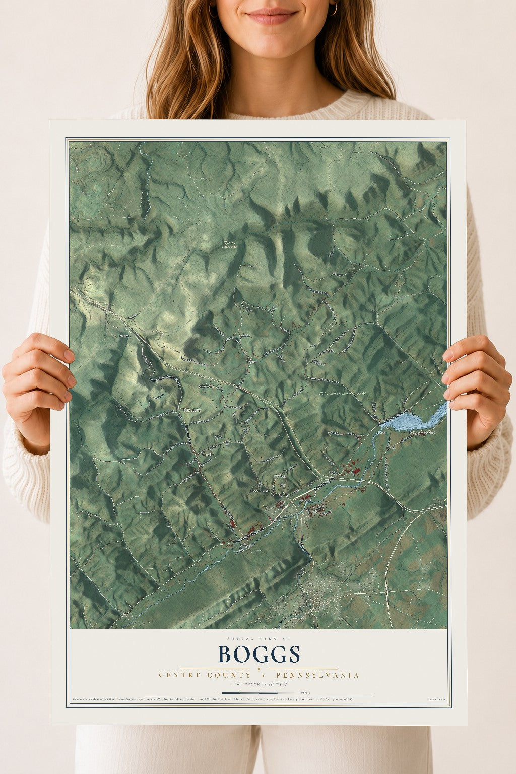 Map of Boggs, Centre County, Pennsylvania, 18 x 24 inch unframed archival matte print