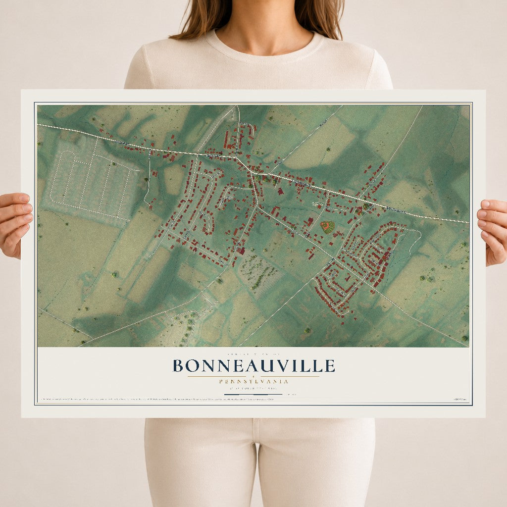 Map of Bonneauville, Pennsylvania, 18 x 24 inch unframed archival matte print