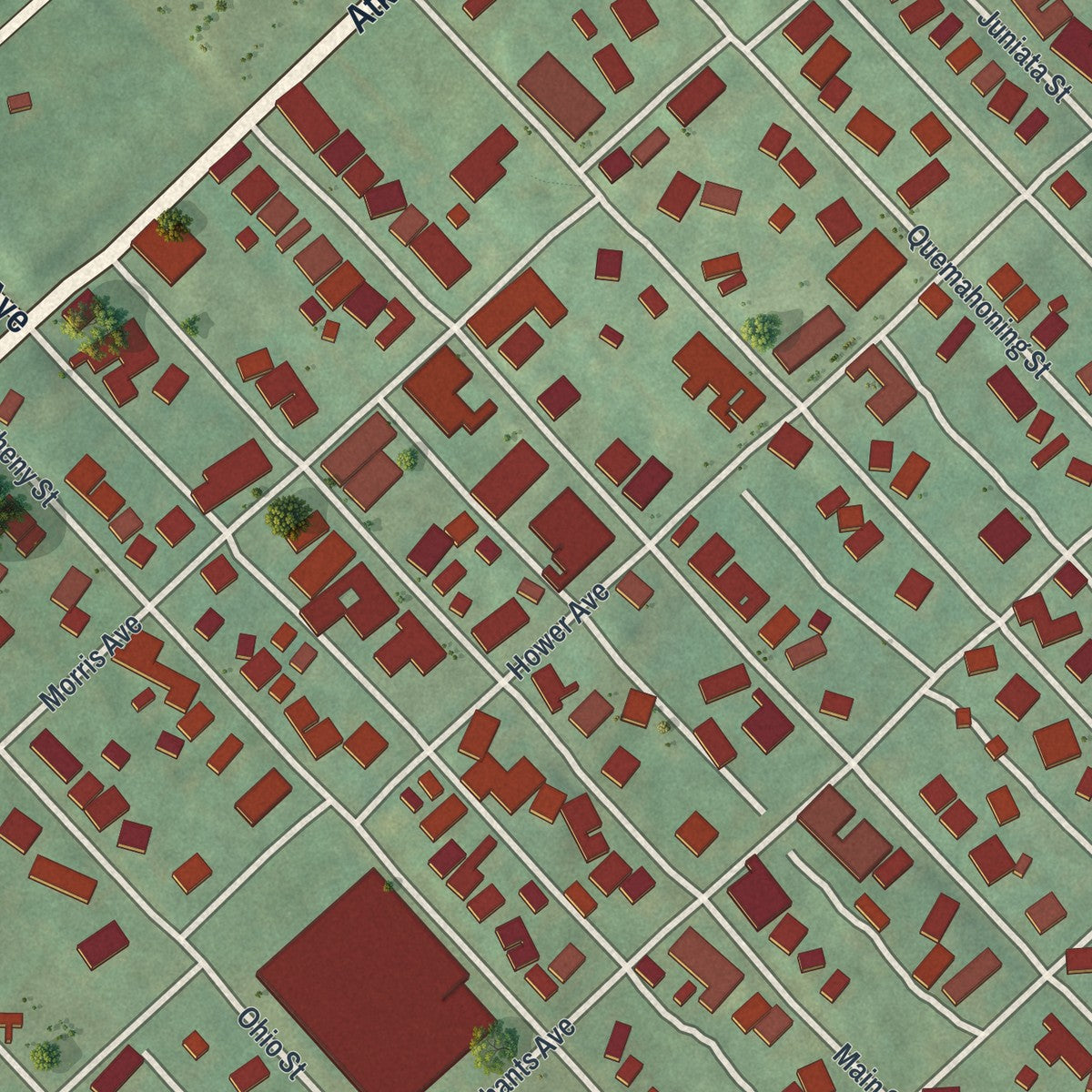Close-up of the map of Boswell, Pennsylvania print showing street and building detail