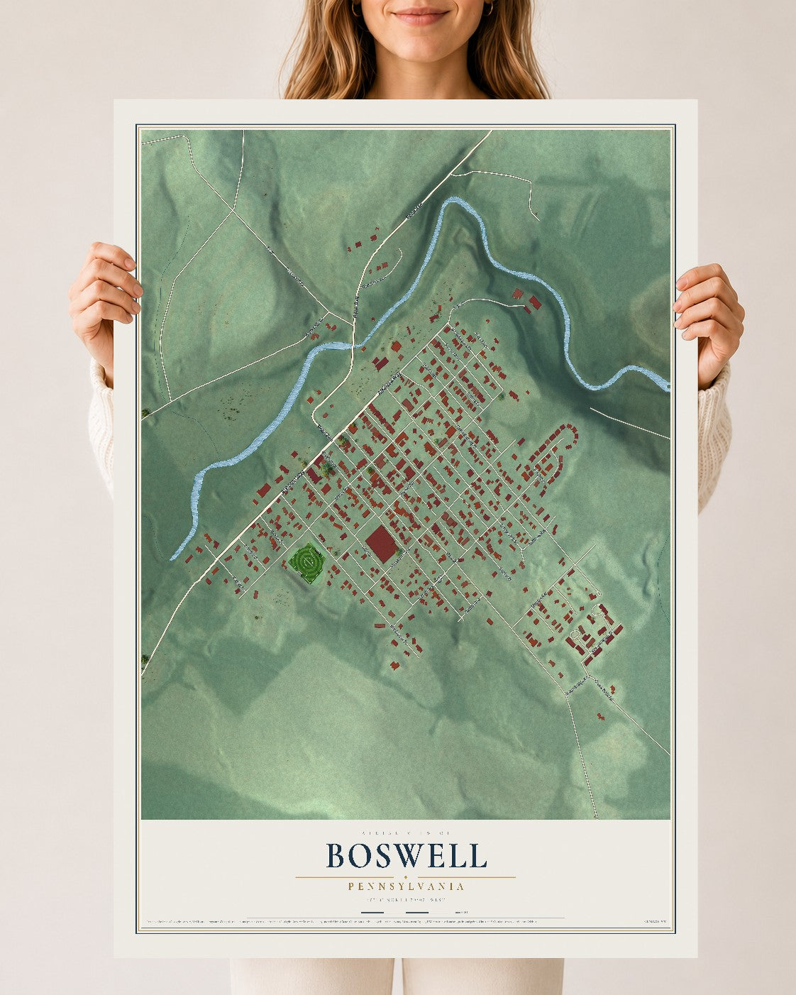 Map of Boswell, Pennsylvania, 24 x 36 inch unframed archival matte print
