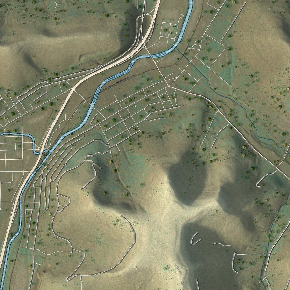 Second close-up of the map of Bradford, McKean County, Pennsylvania print showing more streets and buildings