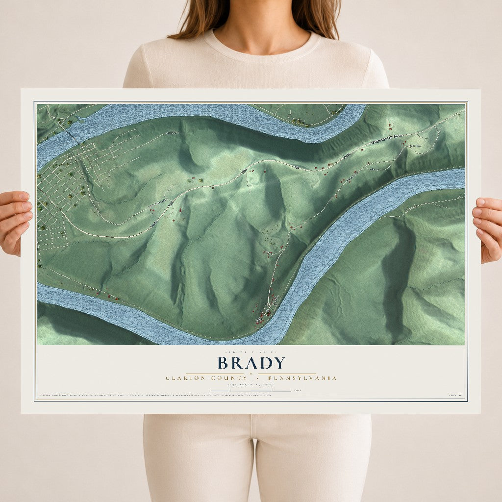 Map of Brady, Clarion County, Pennsylvania, 18 x 24 inch unframed archival matte print