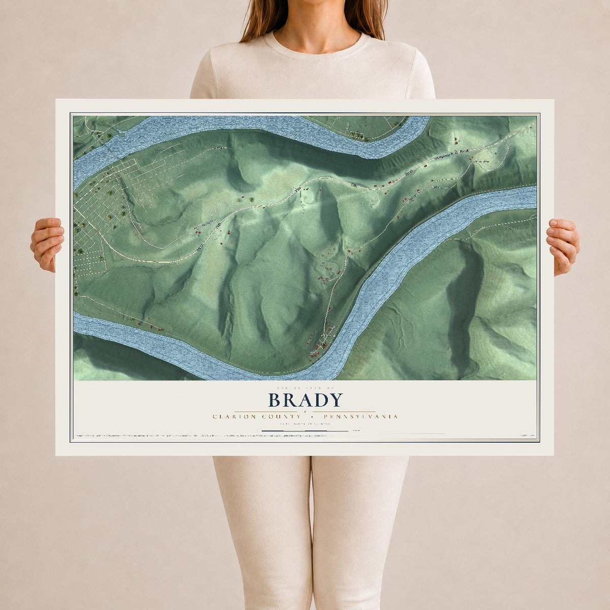 Map of Brady, Clarion County, Pennsylvania, 24 x 36 inch unframed archival matte print