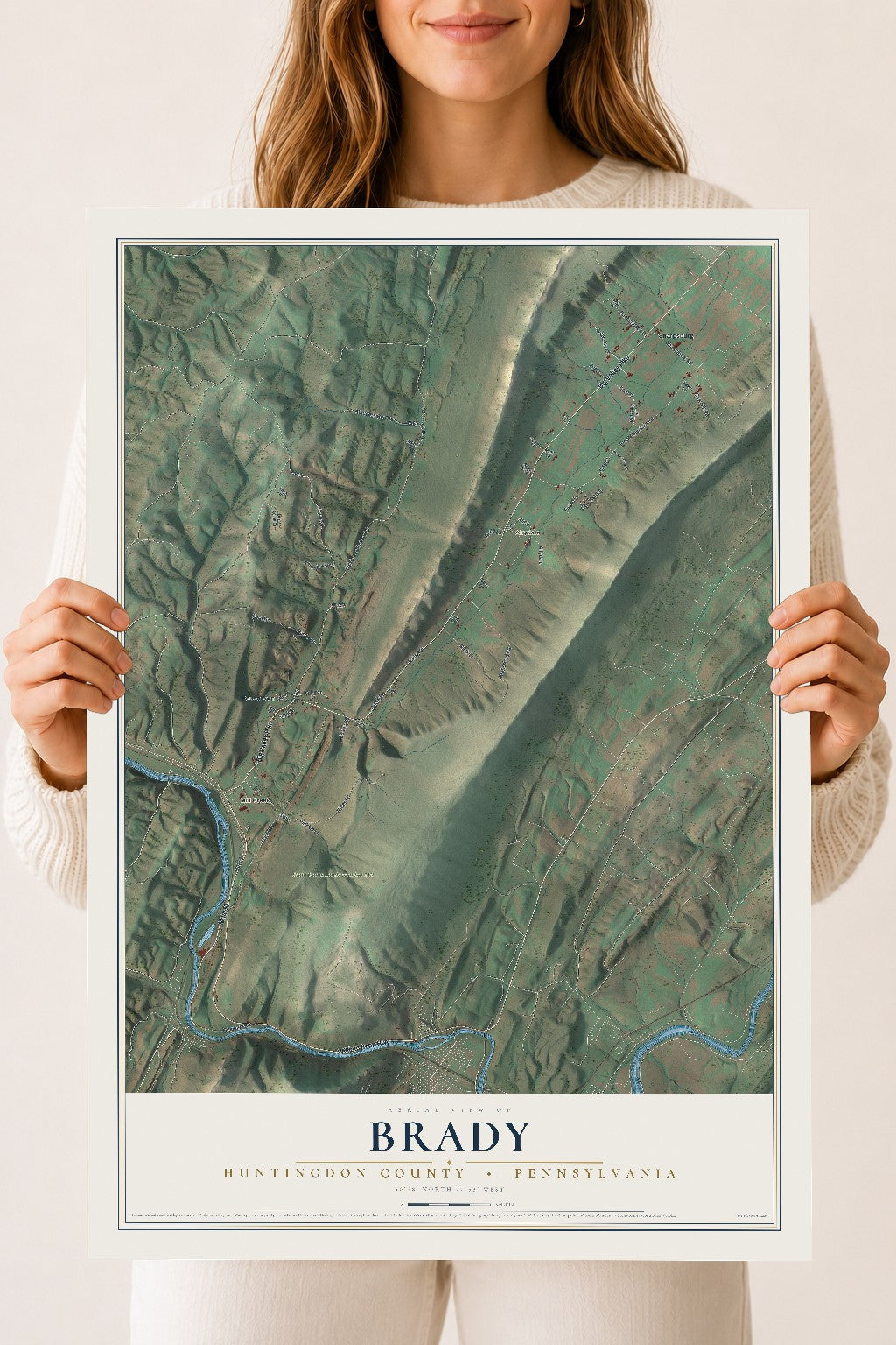 Map of Brady, Huntingdon County, Pennsylvania, 18 x 24 inch unframed archival matte print