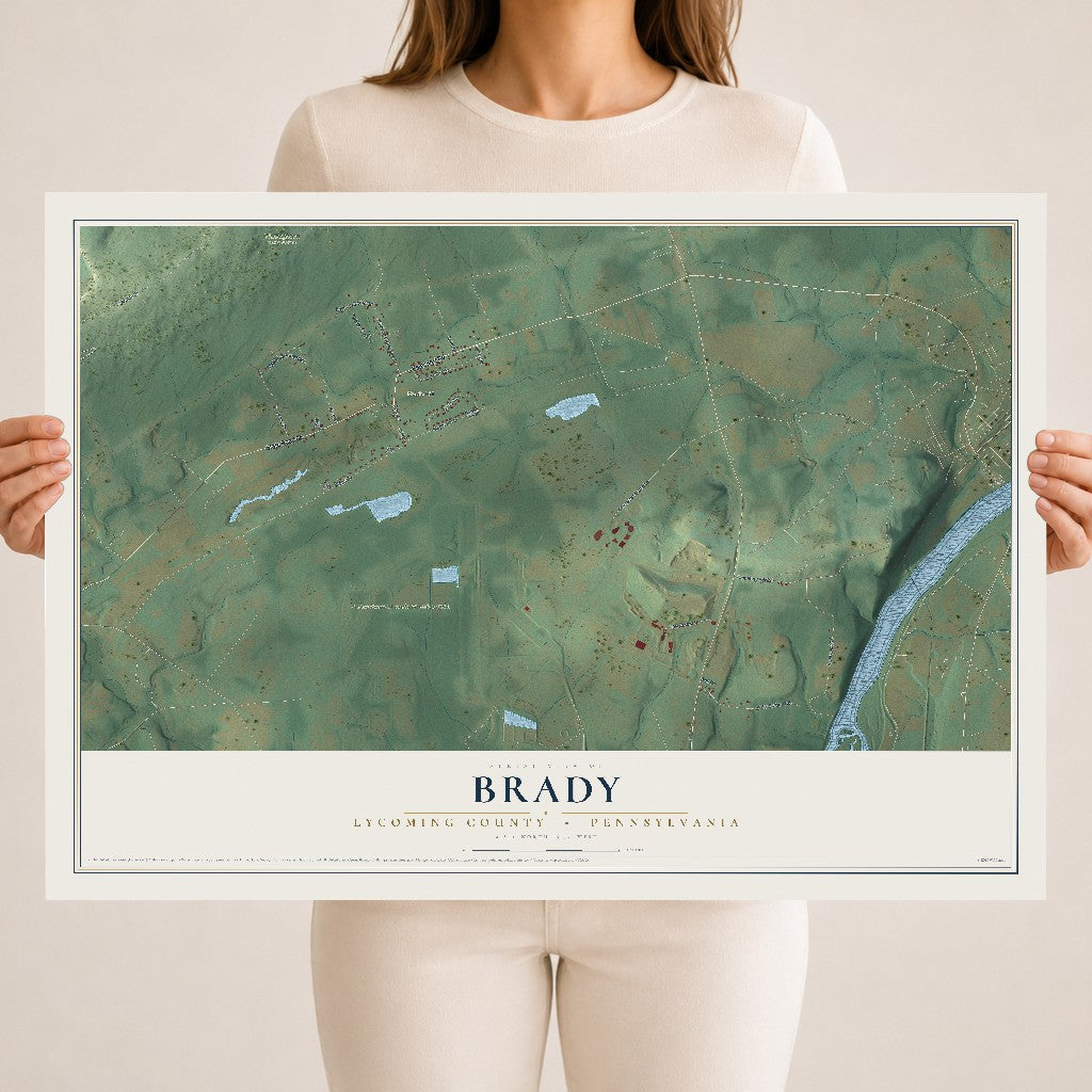 Map of Brady, Lycoming County, Pennsylvania, 18 x 24 inch unframed archival matte print
