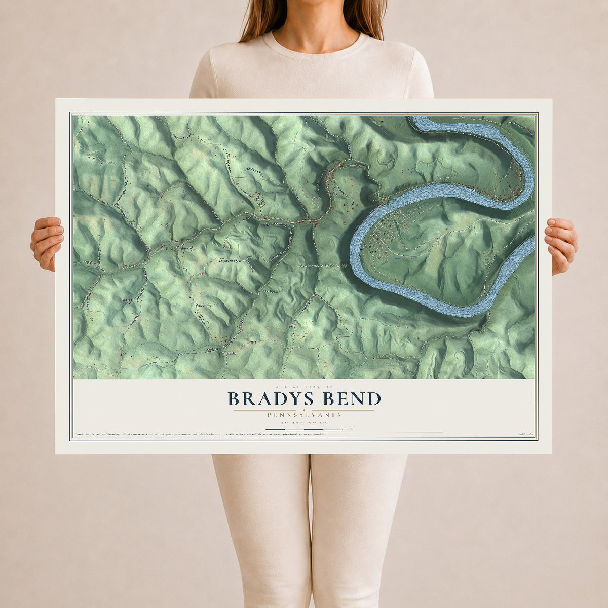 Map of Bradys Bend, Pennsylvania, 24 x 36 inch unframed archival matte print