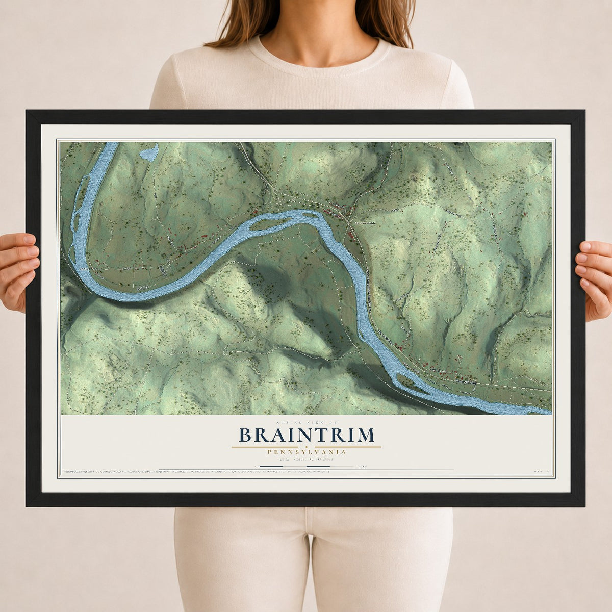 Map of Braintrim, Pennsylvania, 18 x 24 inch print in a black wood frame