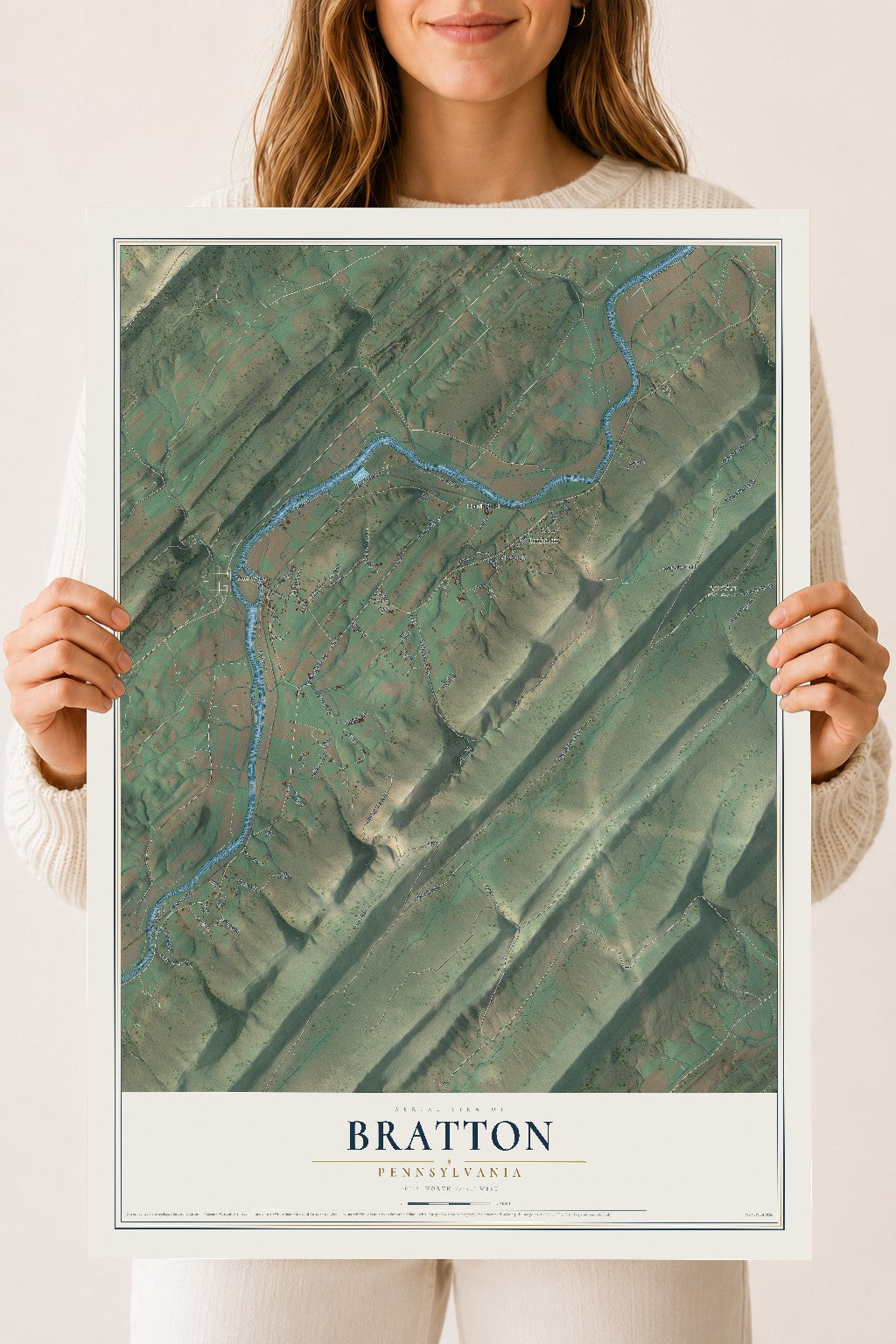 Map of Bratton, Pennsylvania, 18 x 24 inch unframed archival matte print