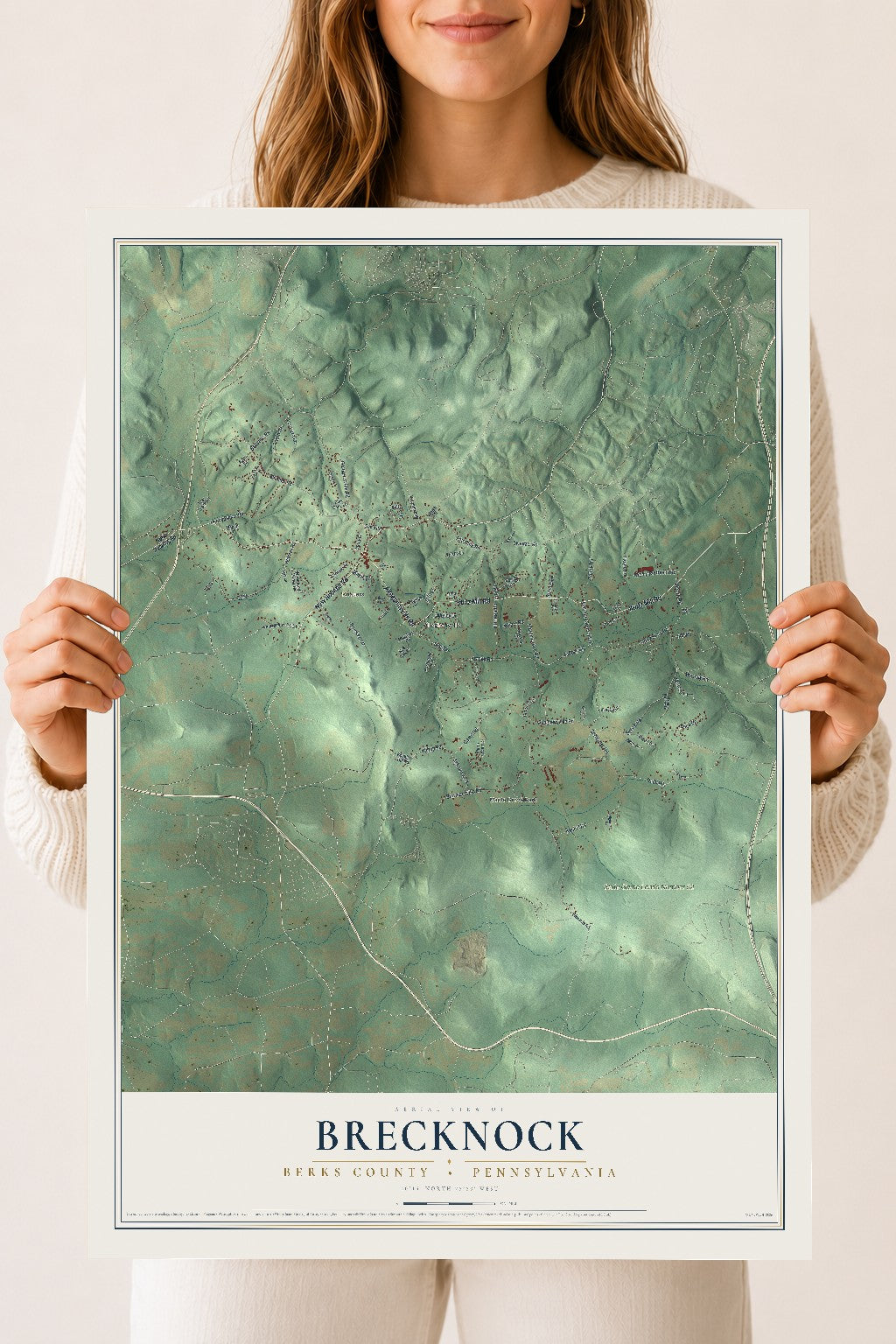 Map of Brecknock, Berks County, Pennsylvania, 18 x 24 inch unframed archival matte print