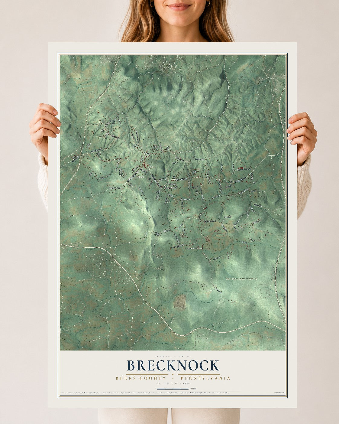 Map of Brecknock, Berks County, Pennsylvania, 24 x 36 inch unframed archival matte print