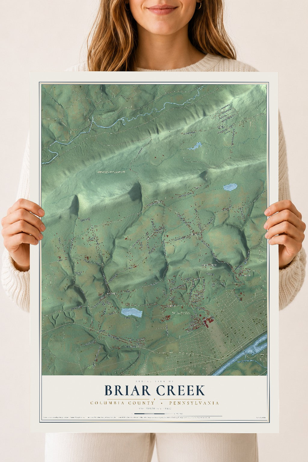 Map of Briar Creek, Columbia County, Pennsylvania, 18 x 24 inch unframed archival matte print